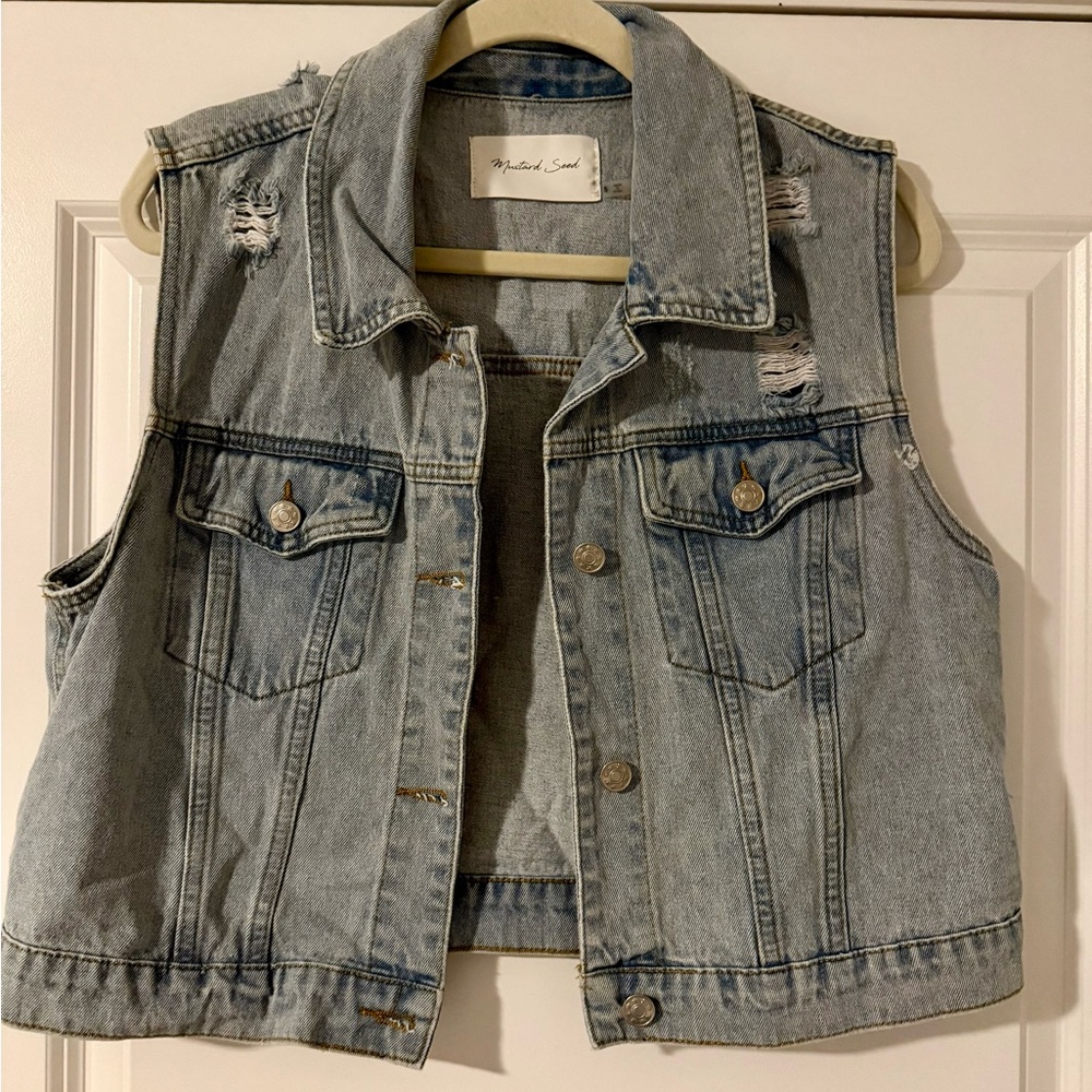 Mustard Seed Light Blue Denim Vest
